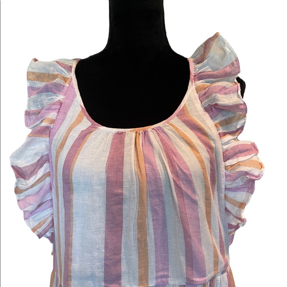 Vero Moda pullover cotton linen blend cap sleeve tiered ruffle dress size large - Picture 3 of 16